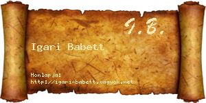 Igari Babett névjegykártya